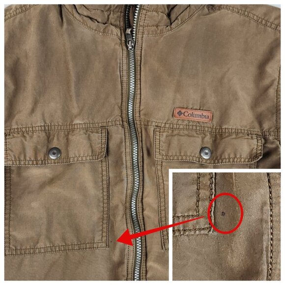 Columbia Mens Mid Weight Flannel and Nylon Lined Coat Size Large Brown - Picture 13 of 15